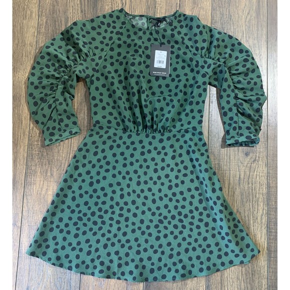 Who What Wear Leopard Print Long Sleeve Boat Neck A-Line Mini Dress X-Small 1020 - Picture 2 of 11